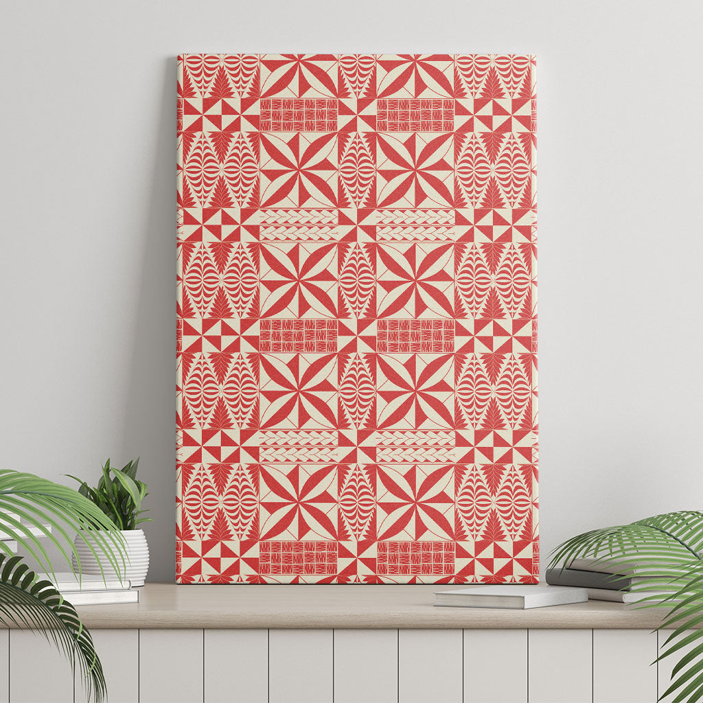 Red Ngatu Pattern Malo e Lelei Tonga Canvas Wall Art