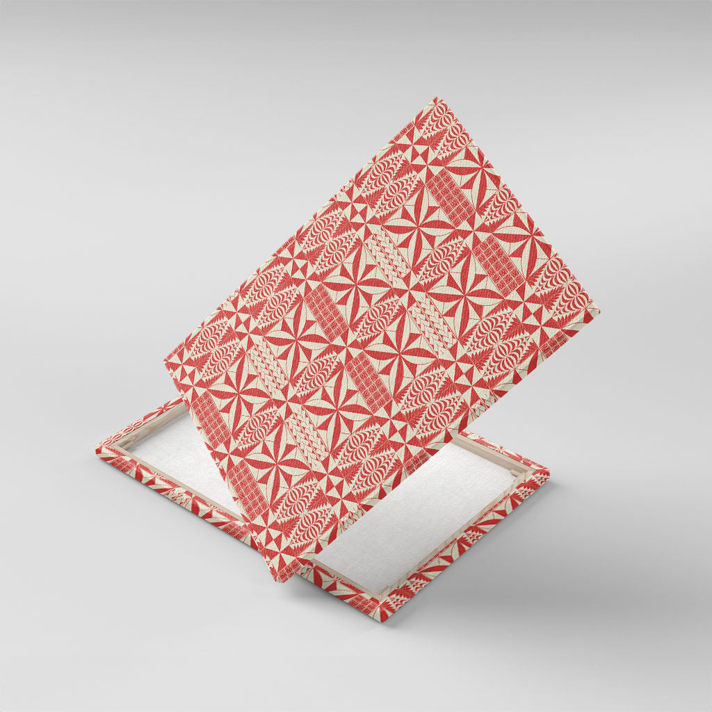 Red Ngatu Pattern Malo e Lelei Tonga Canvas Wall Art