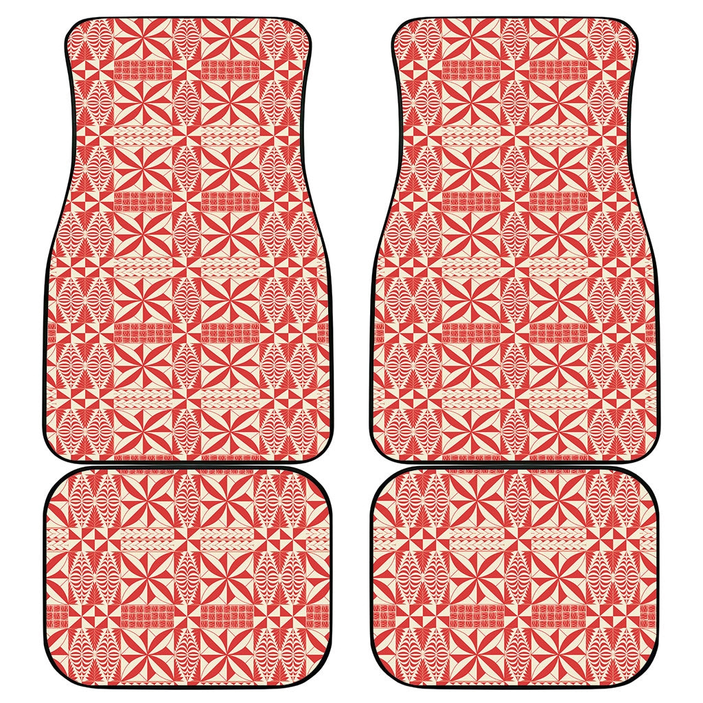 Red Ngatu Pattern Malo e Lelei Tonga Car Mats