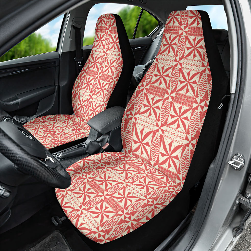 Red Ngatu Pattern Malo e Lelei Tonga Car Seat Cover