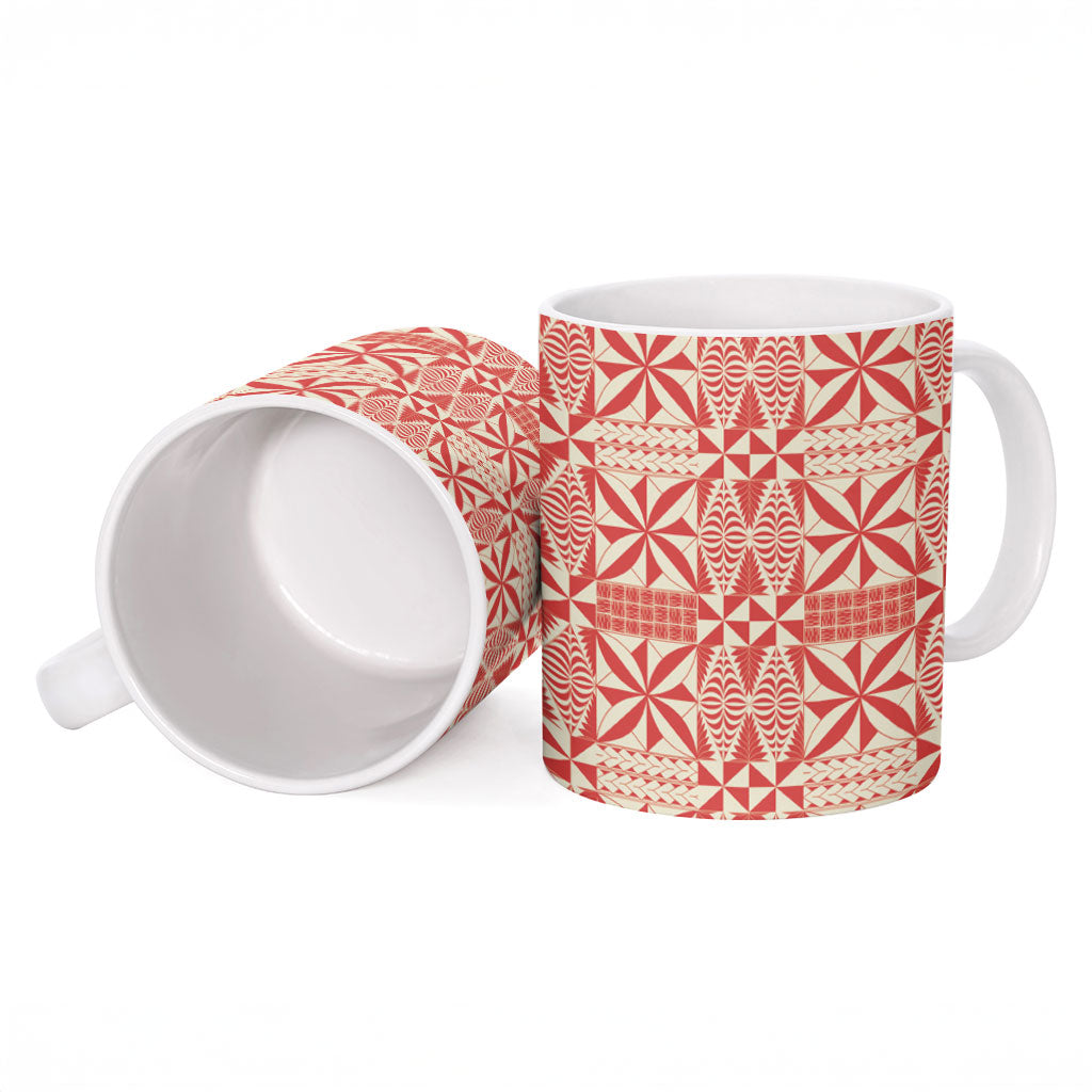 Red Ngatu Pattern Malo e Lelei Tonga Ceramic Mug