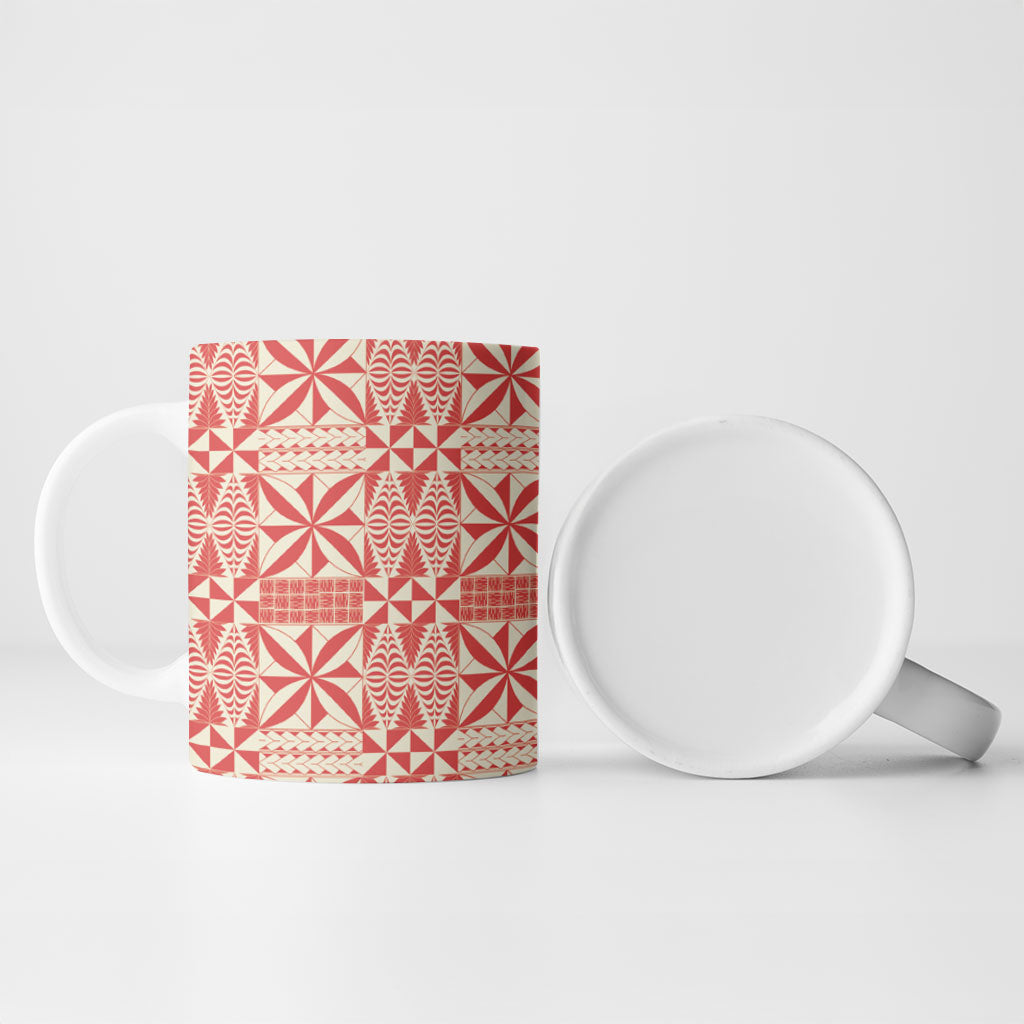 Red Ngatu Pattern Malo e Lelei Tonga Ceramic Mug