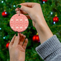 Red Ngatu Pattern Malo e Lelei Tonga Ceramic Ornament