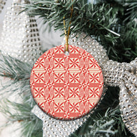 Red Ngatu Pattern Malo e Lelei Tonga Ceramic Ornament