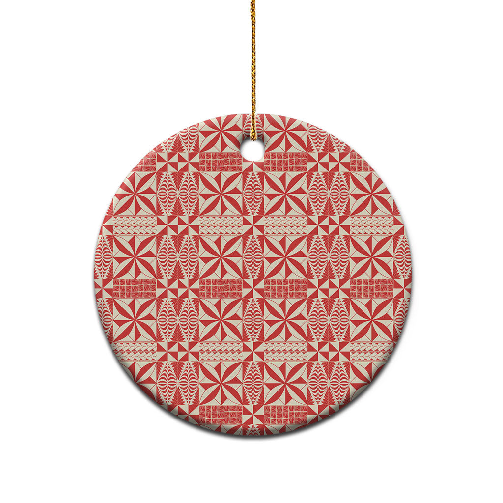 Red Ngatu Pattern Malo e Lelei Tonga Ceramic Ornament