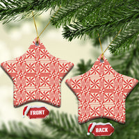 Red Ngatu Pattern Malo e Lelei Tonga Ceramic Ornament