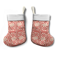 Red Ngatu Pattern Malo e Lelei Tonga Christmas Stocking