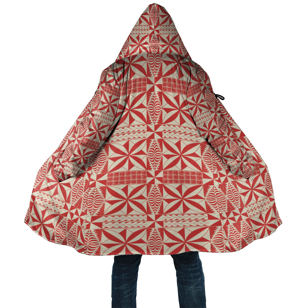 Red Ngatu Pattern Malo e Lelei Tonga Cloak