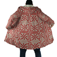 Red Ngatu Pattern Malo e Lelei Tonga Cloak