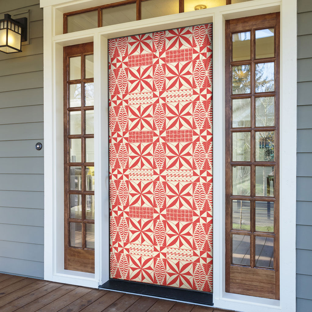Red Ngatu Pattern Malo e Lelei Tonga Door Cover