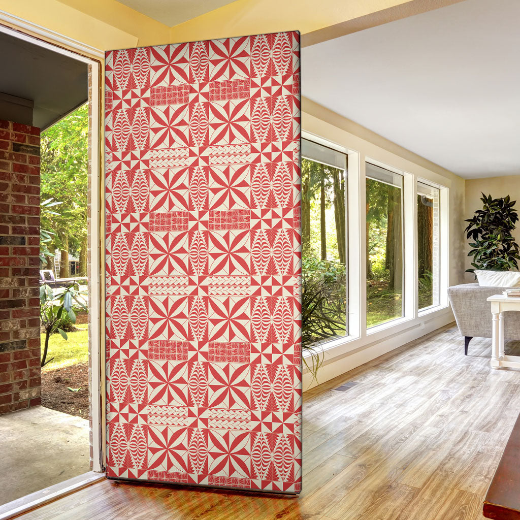 Red Ngatu Pattern Malo e Lelei Tonga Door Cover
