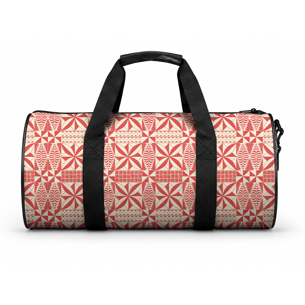 Red Ngatu Pattern Malo e Lelei Tonga Duffle Bag