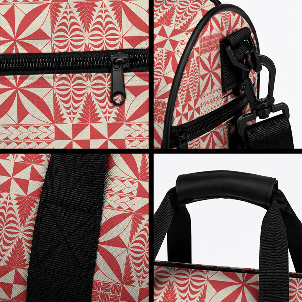 Red Ngatu Pattern Malo e Lelei Tonga Duffle Bag