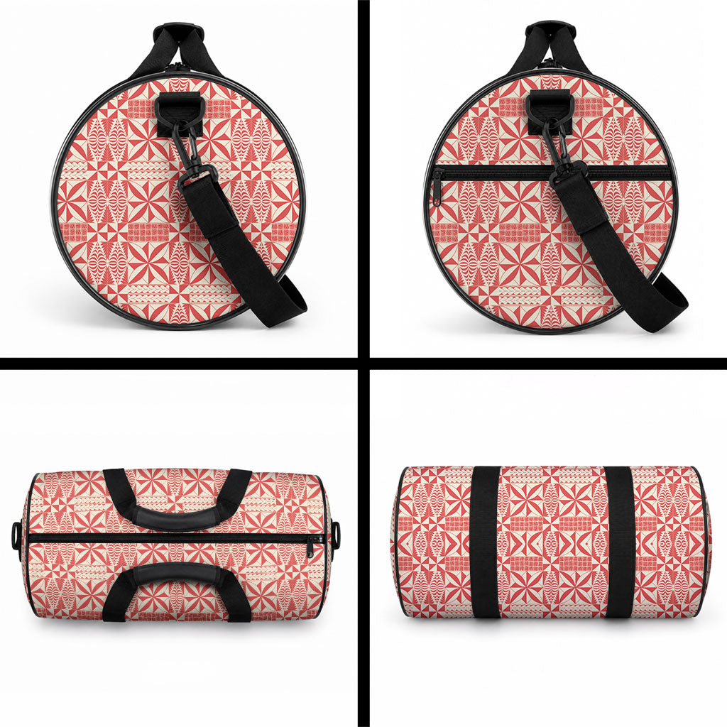Red Ngatu Pattern Malo e Lelei Tonga Duffle Bag