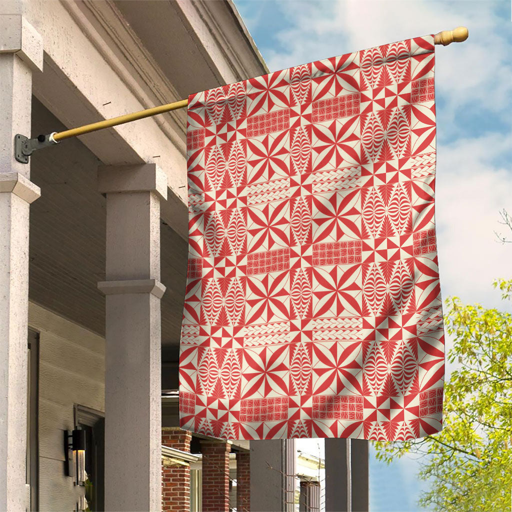 Red Ngatu Pattern Malo e Lelei Tonga Garden Flag