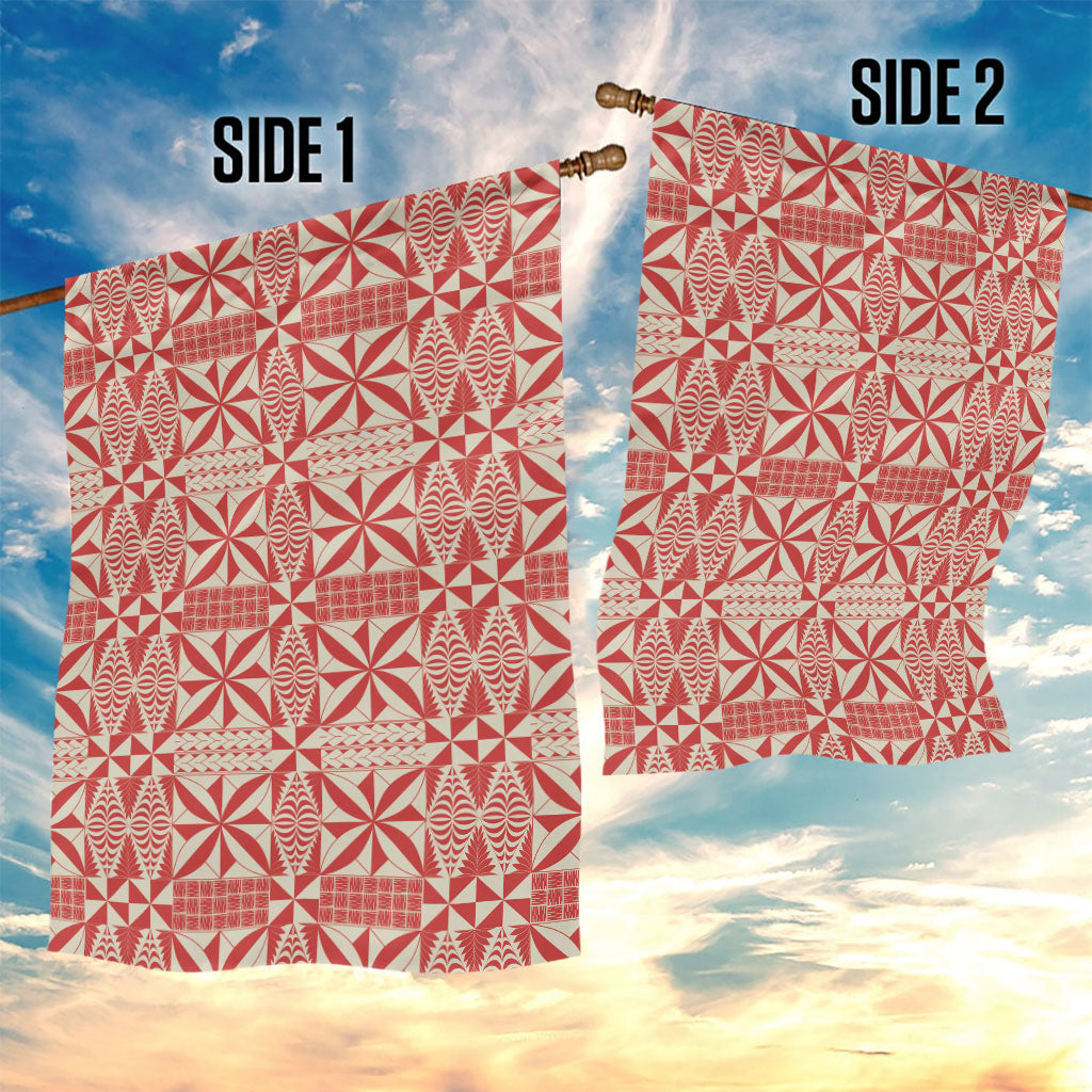 Red Ngatu Pattern Malo e Lelei Tonga Garden Flag