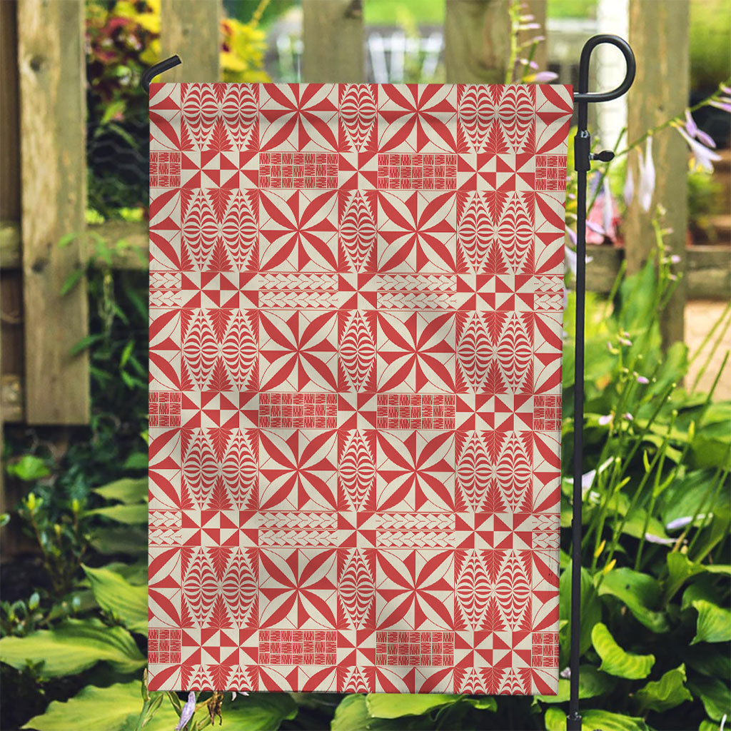 Red Ngatu Pattern Malo e Lelei Tonga Garden Flag