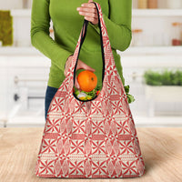 Red Ngatu Pattern Malo e Lelei Tonga Grocery Bag