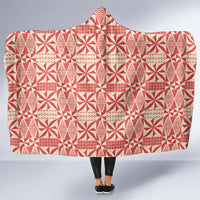 Red Ngatu Pattern Malo e Lelei Tonga Hooded Blanket