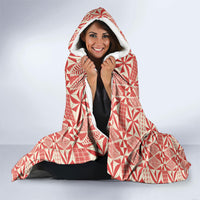 Red Ngatu Pattern Malo e Lelei Tonga Hooded Blanket