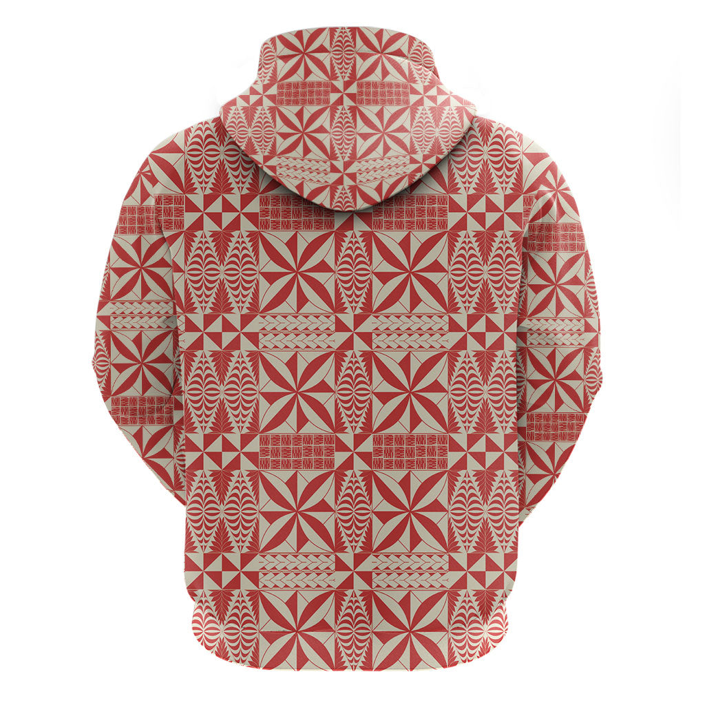 Red Ngatu Pattern Malo e Lelei Tonga Hoodie