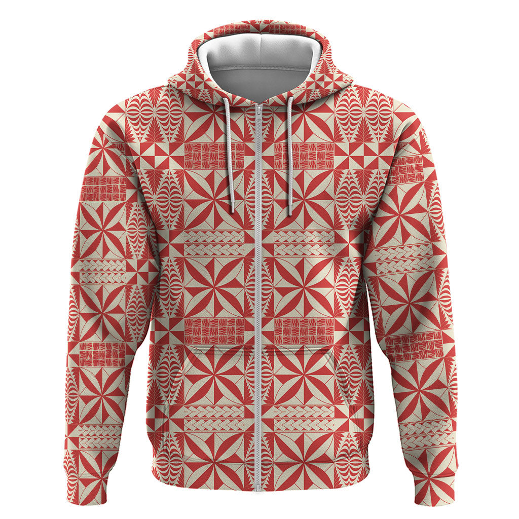Red Ngatu Pattern Malo e Lelei Tonga Hoodie