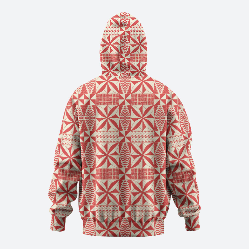 Red Ngatu Pattern Malo e Lelei Tonga Hoodie