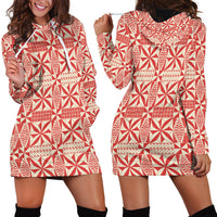 Red Ngatu Pattern Malo e Lelei Tonga Hoodie Dress