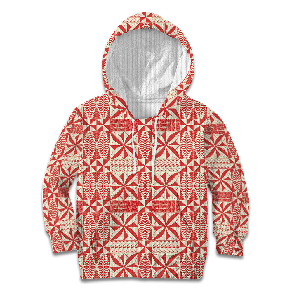 Red Ngatu Pattern Malo e Lelei Tonga Kid Hoodie