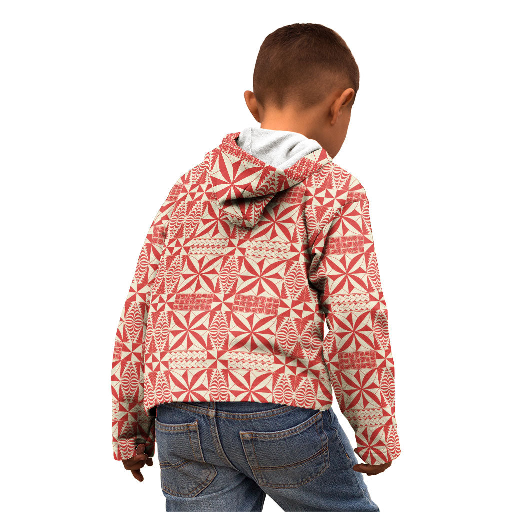 Red Ngatu Pattern Malo e Lelei Tonga Kid Hoodie