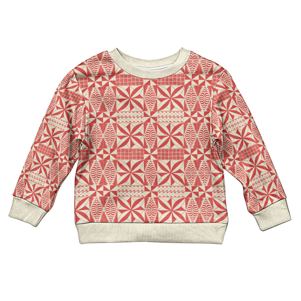Red Ngatu Pattern Malo e Lelei Tonga Kid Ugly Christmas Sweater