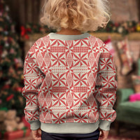 Red Ngatu Pattern Malo e Lelei Tonga Kid Ugly Christmas Sweater
