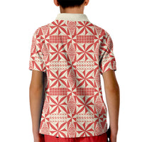 Red Ngatu Pattern Malo e Lelei Tonga Kid Polo Shirt