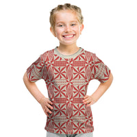Red Ngatu Pattern Malo e Lelei Tonga Kid T Shirt