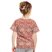 Red Ngatu Pattern Malo e Lelei Tonga Kid T Shirt