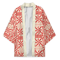 Red Ngatu Pattern Malo e Lelei Tonga Kimono