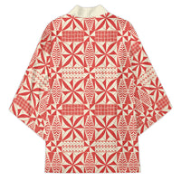 Red Ngatu Pattern Malo e Lelei Tonga Kimono