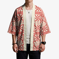 Red Ngatu Pattern Malo e Lelei Tonga Kimono