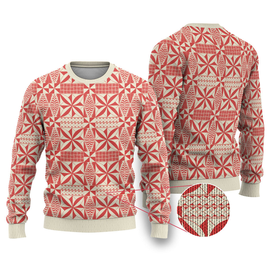 Red Ngatu Pattern Malo e Lelei Tonga Ugly Christmas Sweater