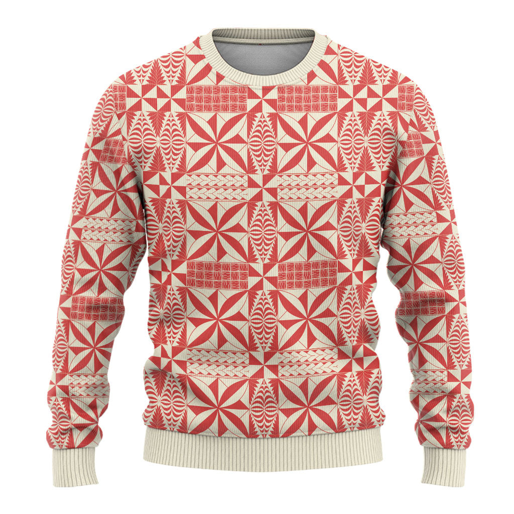 Red Ngatu Pattern Malo e Lelei Tonga Ugly Christmas Sweater