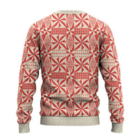 Red Ngatu Pattern Malo e Lelei Tonga Ugly Christmas Sweater