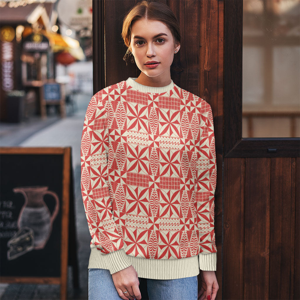 Red Ngatu Pattern Malo e Lelei Tonga Ugly Christmas Sweater
