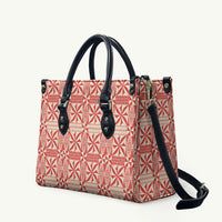Red Ngatu Pattern Malo e Lelei Tonga Leather Bag