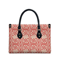 Red Ngatu Pattern Malo e Lelei Tonga Leather Bag