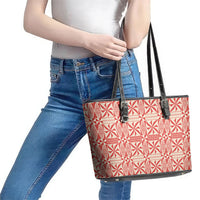 Red Ngatu Pattern Malo e Lelei Tonga Leather Tote Bag