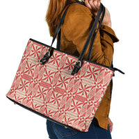 Red Ngatu Pattern Malo e Lelei Tonga Leather Tote Bag