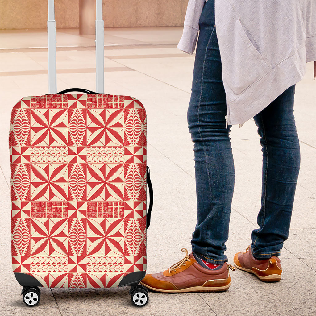 Red Ngatu Pattern Malo e Lelei Tonga Luggage Cover LT14 Red - Polynesian Pride