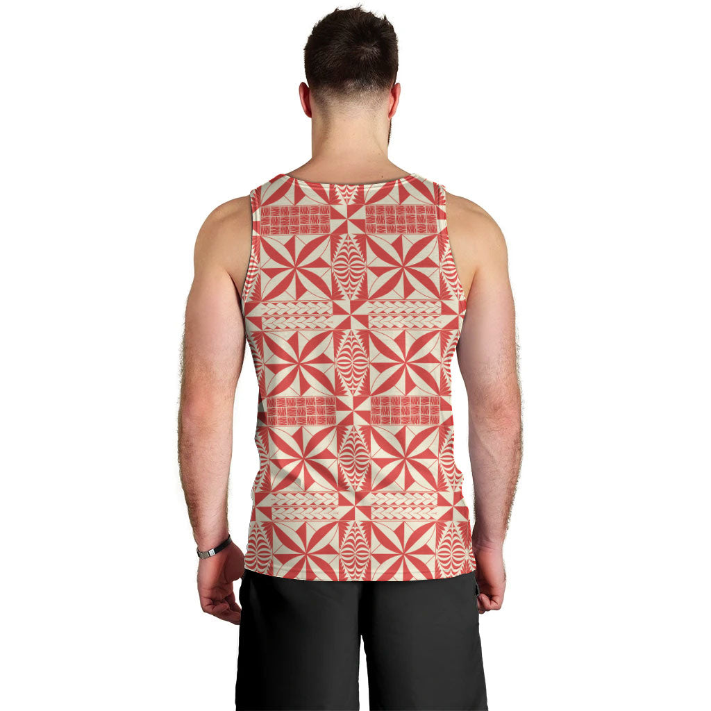 Red Ngatu Pattern Malo e Lelei Tonga Men Tank Top