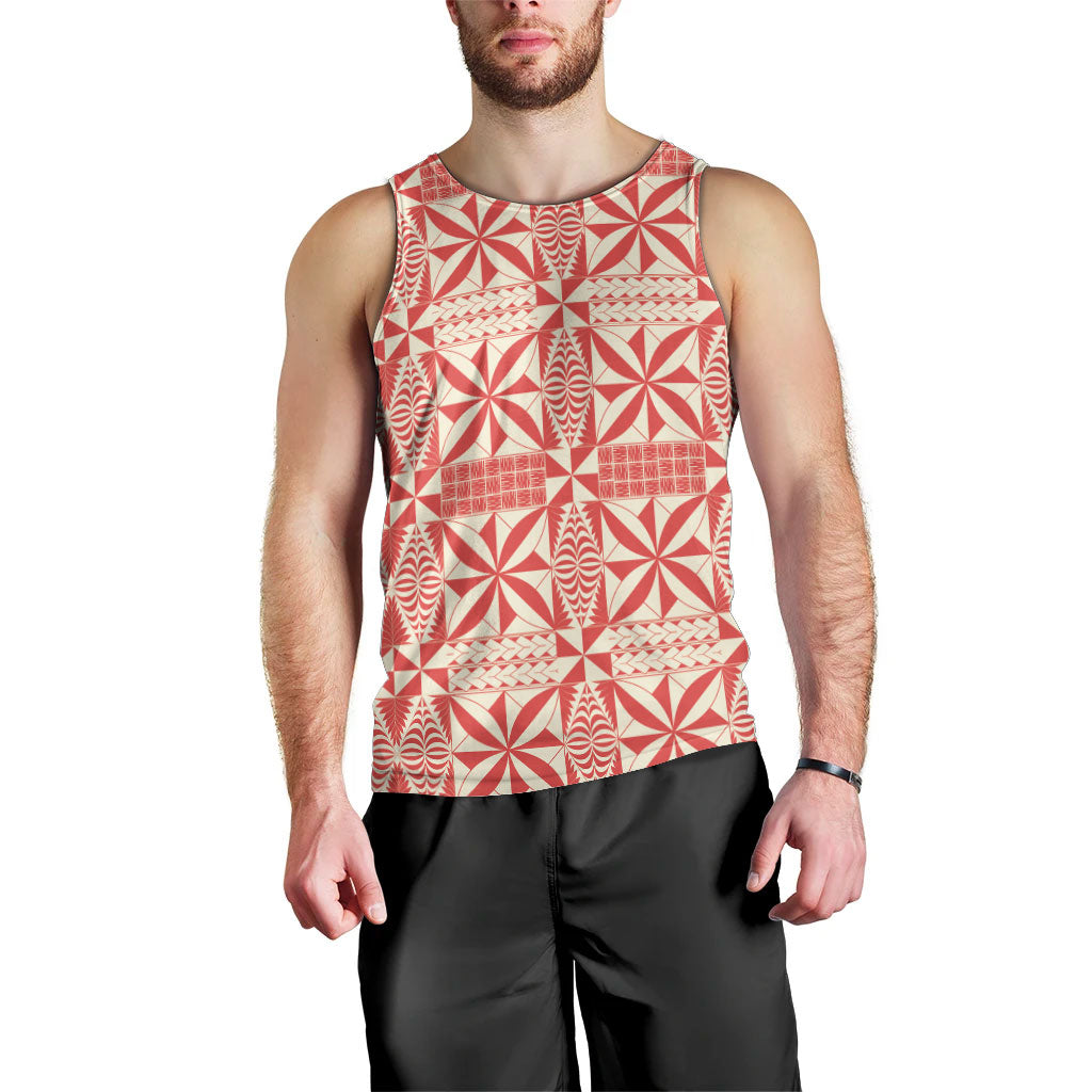 Red Ngatu Pattern Malo e Lelei Tonga Men Tank Top
