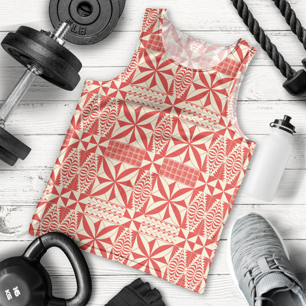 Red Ngatu Pattern Malo e Lelei Tonga Men Tank Top